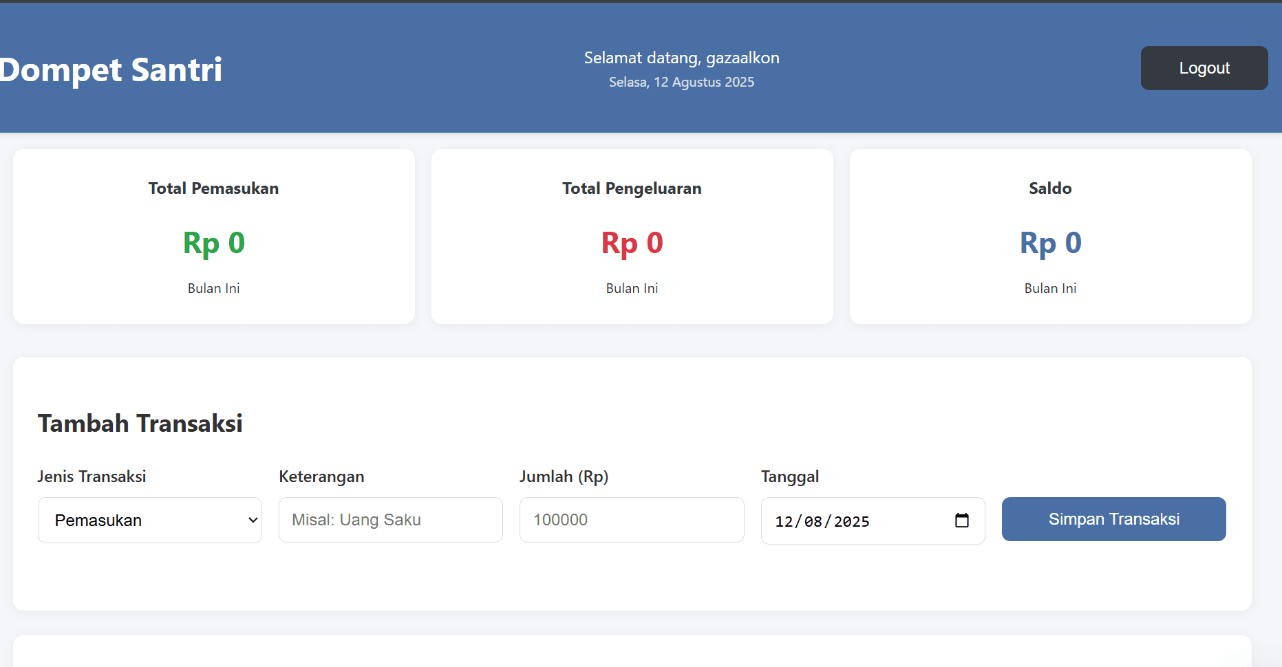 Aplikasi Keuangan Santri