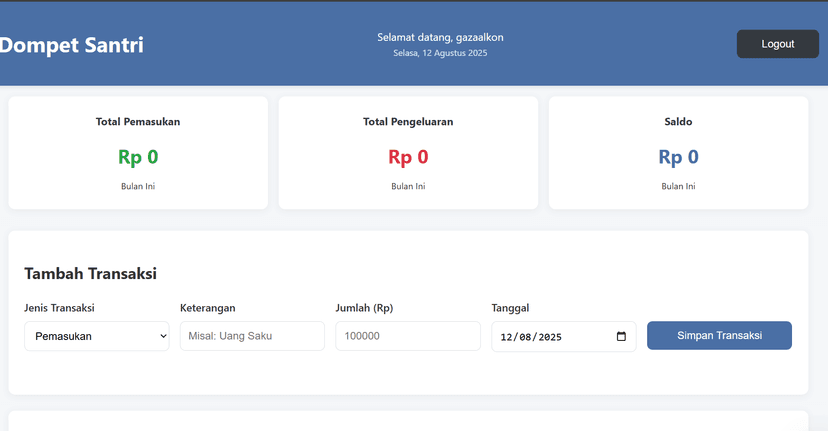 Aplikasi Keuangan Santri